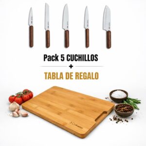 Pack 5 cuchillos OSLO + Tabla de regalo